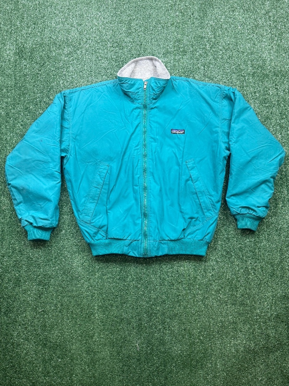Vintage Patagonia Jacket Womens 8 Teal Blue Full Zip Made In USA Fleece Lined *